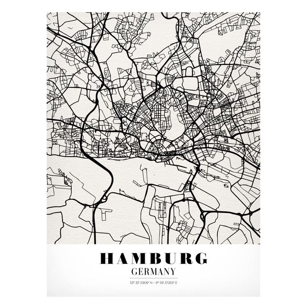 Magnet boards maps Hamburg City Map - Classic