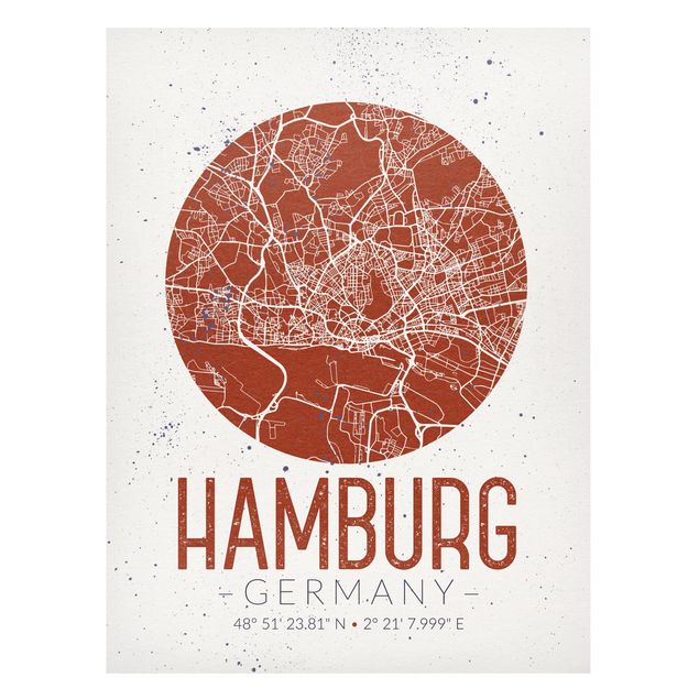 Magnet boards maps Hamburg City Map - Retro