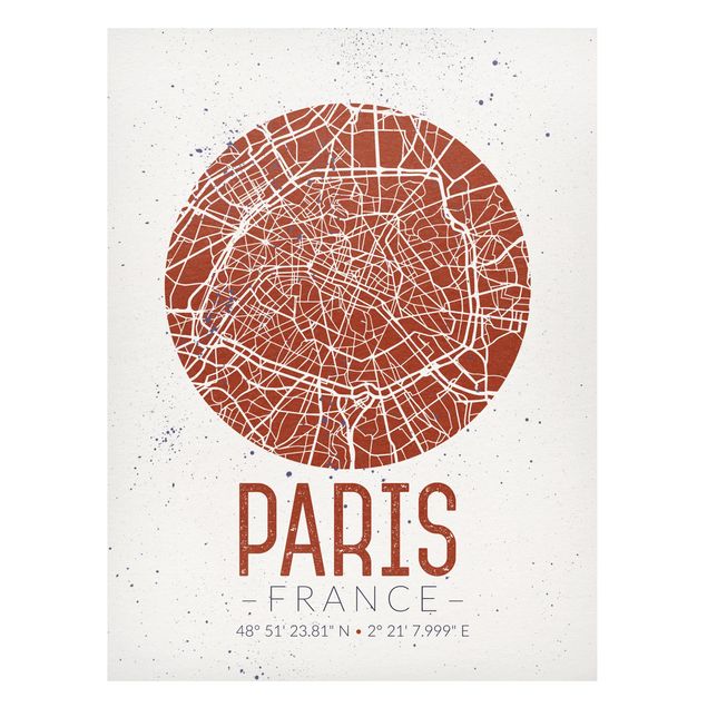 Paris wall art City Map Paris - Retro