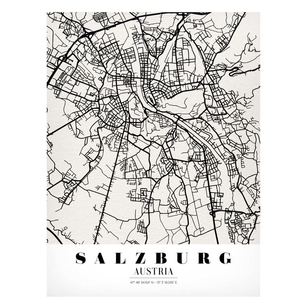 Magnet boards maps Salzburg City Map - Classic