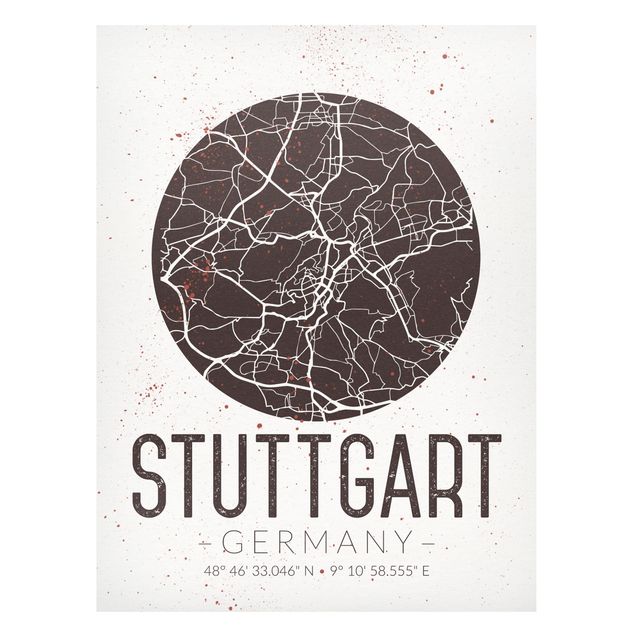 Magnet boards maps Stuttgart City Map - Retro