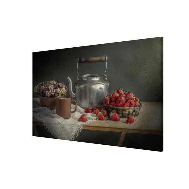 Floral canvas Still Life with Strawberries