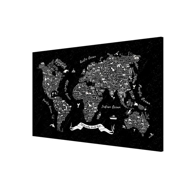 Magnet boards sayings & quotes Typography World Map Black