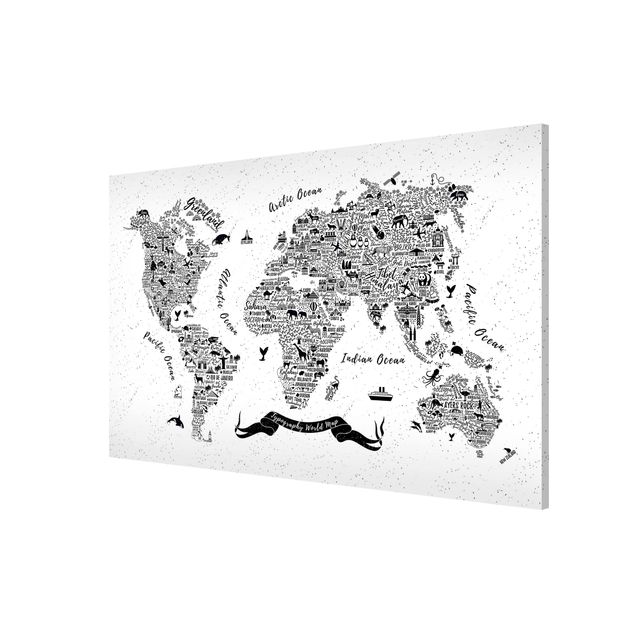 Magnet boards sayings & quotes Typography World Map White