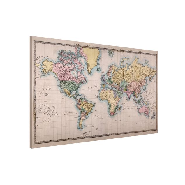 Kitchen Vintage World Map Around 1850