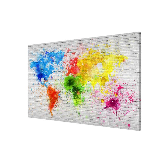 Magnet boards maps White Brick Wall World Map