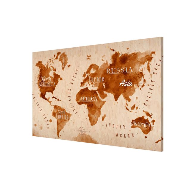Printable world map World Map Watercolour Beige Brown