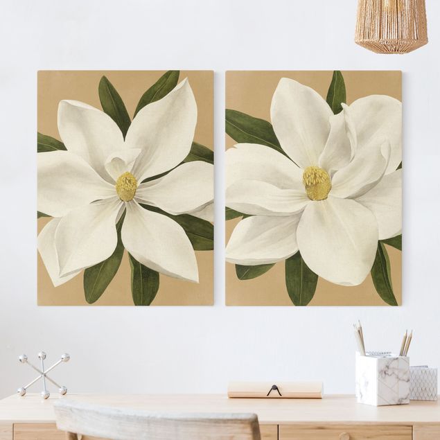 Floral canvas Magnolia On Gold