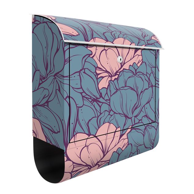Letterboxes pink Sea Of Magnolia Blossoms Antique Pink And Petrol