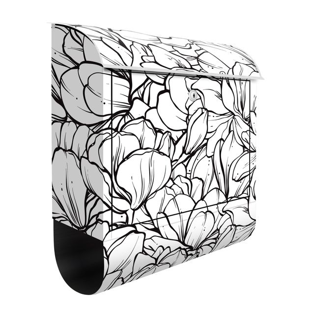 Letterboxes black and white Sea Of Magnolia Blossoms Black And White