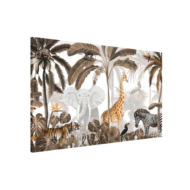 Zebra wall print Majestic animal world in the jungle sepia