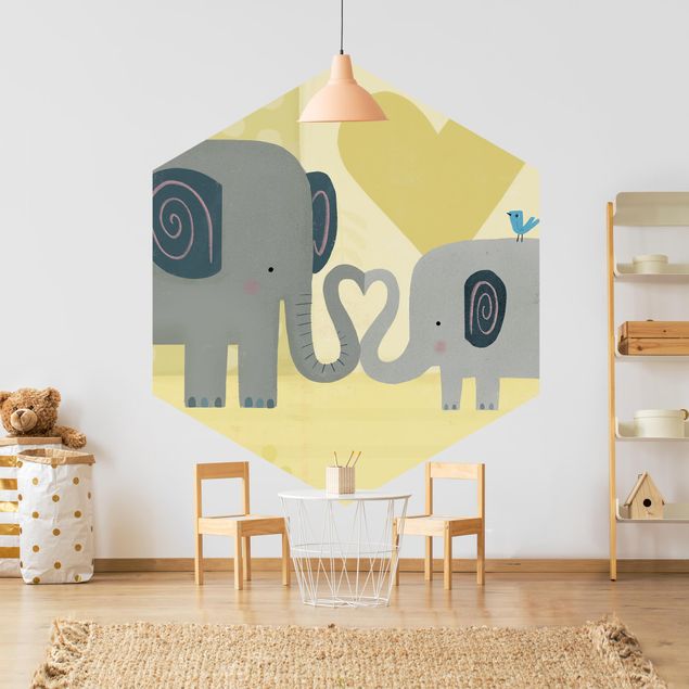 Contemporary wallpaper Mum And I - Elephants