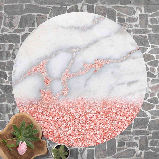 Outdoor rugs Marble Optics With Light Pink Confetti