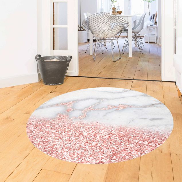 Modern rugs Marble Optics With Light Pink Confetti