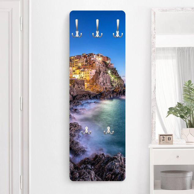 Wall mounted coat rack architecture and skylines Manarola Cinque Terre