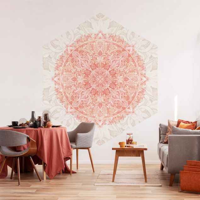 Wallpapers patterns Mandala Watercolour Ornament Beige Orange