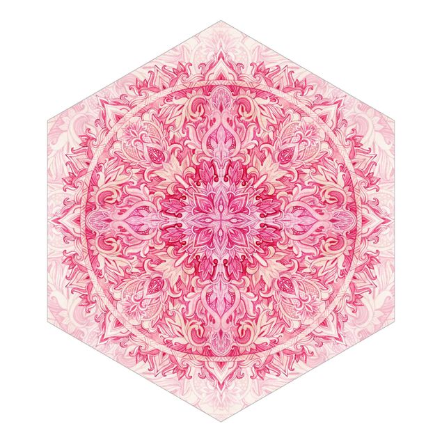 Creme wallpapers Mandala Watercolour Ornament Pattern Pink