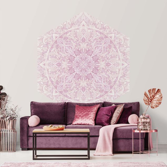 Modern wallpaper designs Mandala Watercolour Ornament Pink