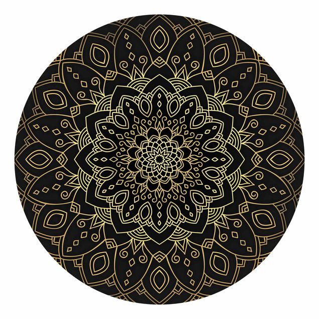 Modern wallpaper designs Mandala Flower Pattern Gold Black