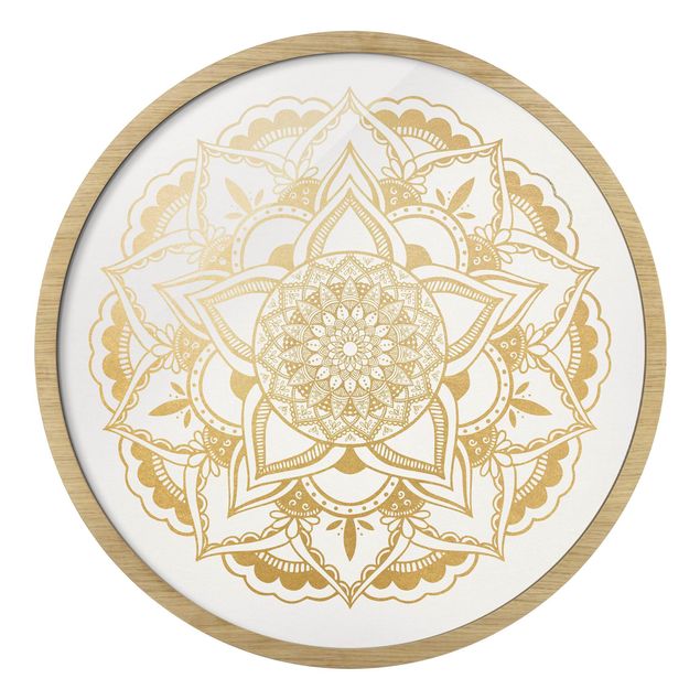 Prints Mandala Flower Gold White