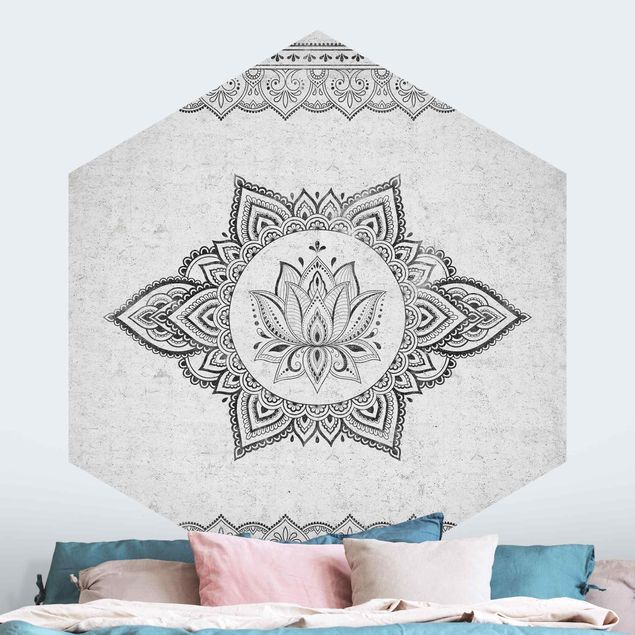 Contemporary wallpaper Mandala Lotus Concrete Look