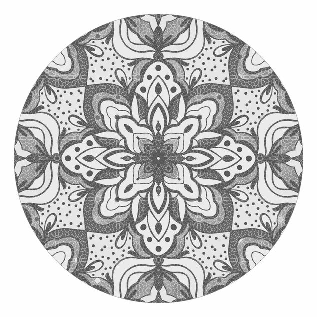 Wallpapers patterns Mandala With Grid And Dots In Grey