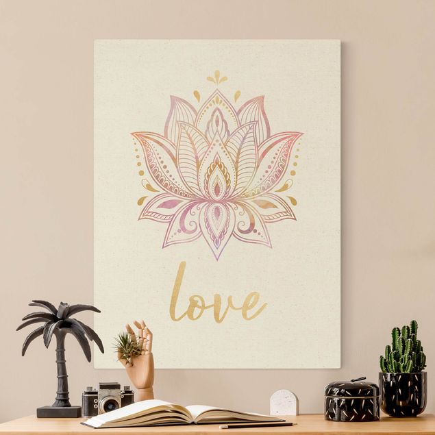 Quote wall art Mandala Namaste Lotus Set Gold Light Pink
