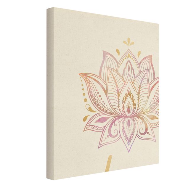 Wall art prints Mandala Namaste Lotus Set Gold Light Pink