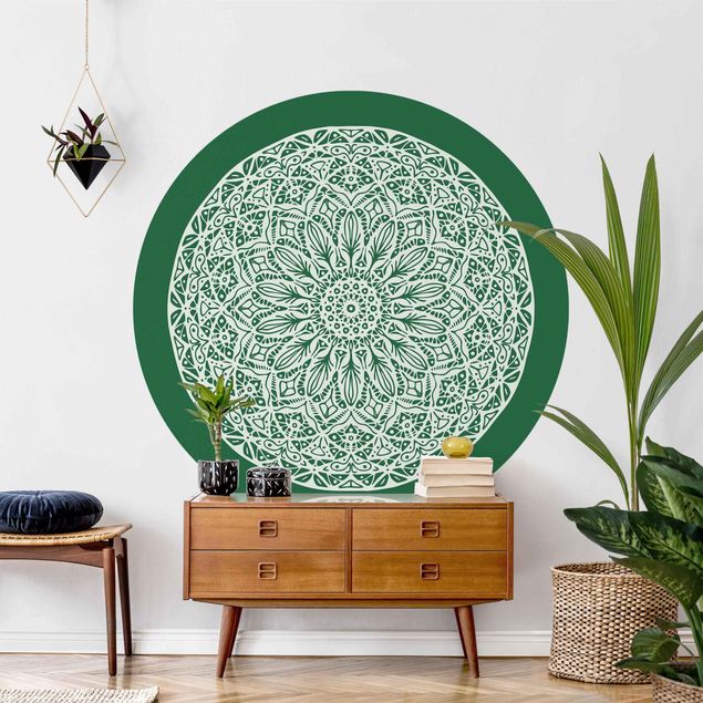 Kitchen Mandala Ornament Green Backdrop
