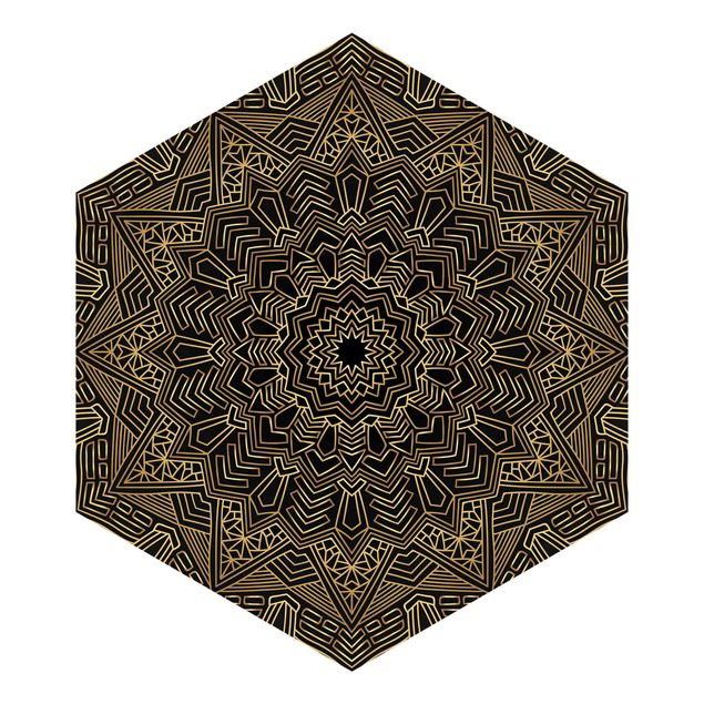 Adhesive wallpaper Mandala Star Pattern Gold Black