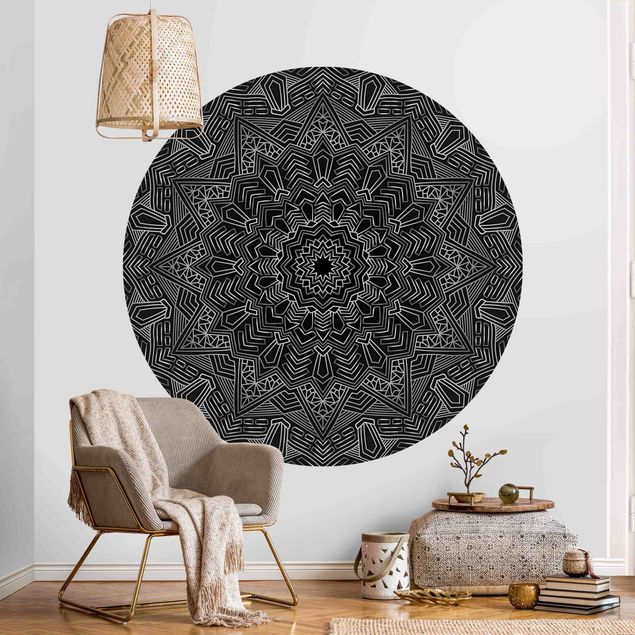 Kitchen Mandala Star Pattern Silver Black