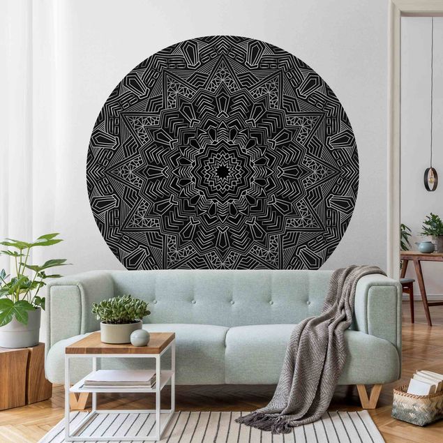 Wallpapers ornaments Mandala Star Pattern Silver Black