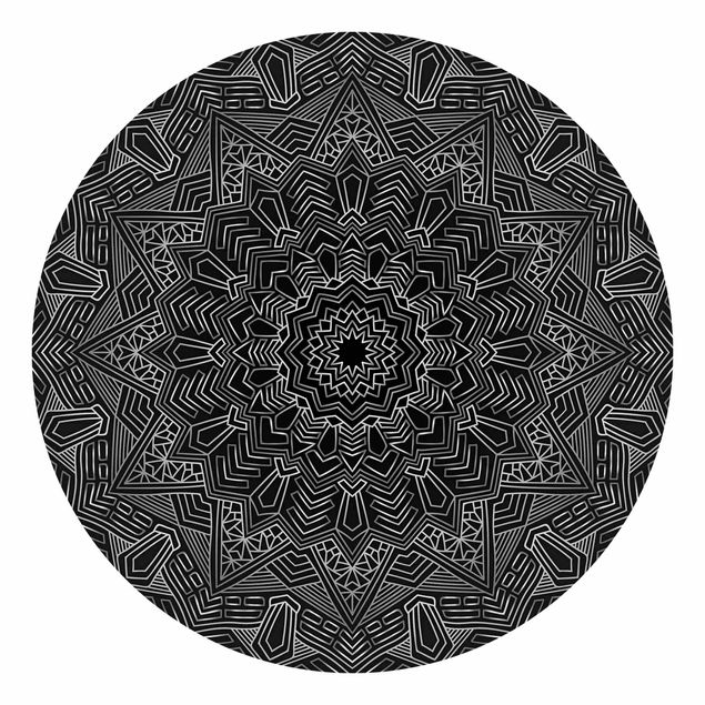 Wallpapers modern Mandala Star Pattern Silver Black