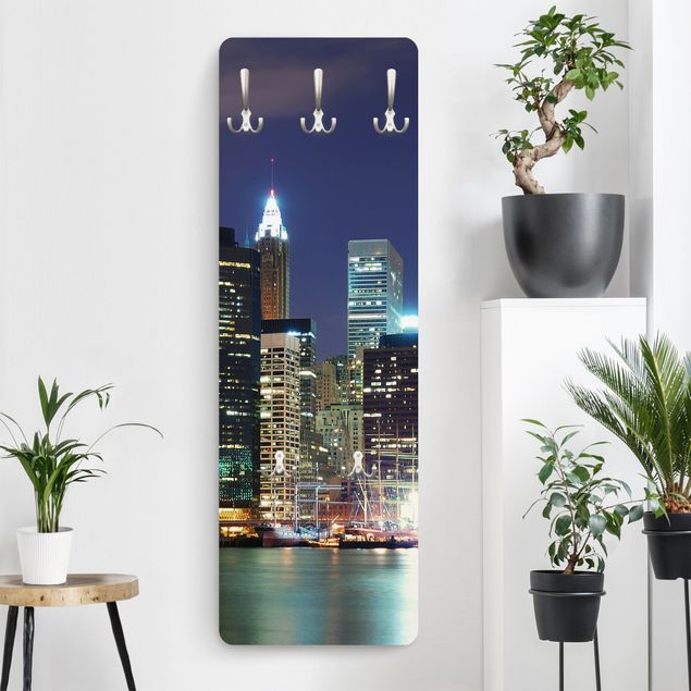 Wall mounted coat rack architecture and skylines Manhattan In New York City