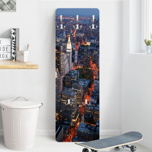 Wall mounted coat rack architecture and skylines Manhattan Lights