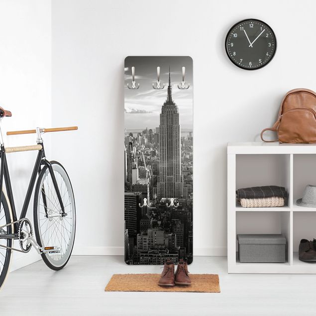 Wall mounted coat rack architecture and skylines Manhattan Skyline