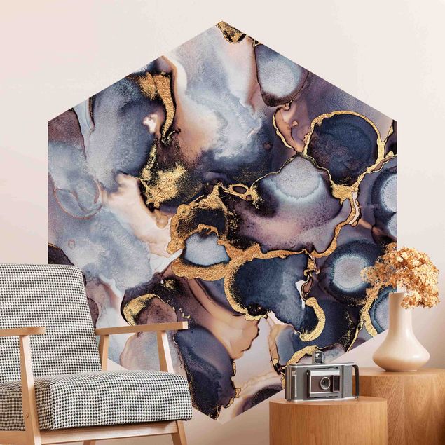 Wallpapers marble Marble Watercolour With Gold