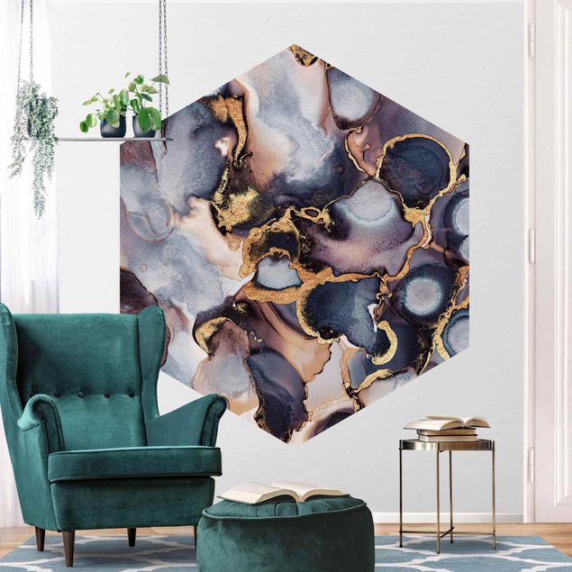 Contemporary wallpaper Marble Watercolour With Gold