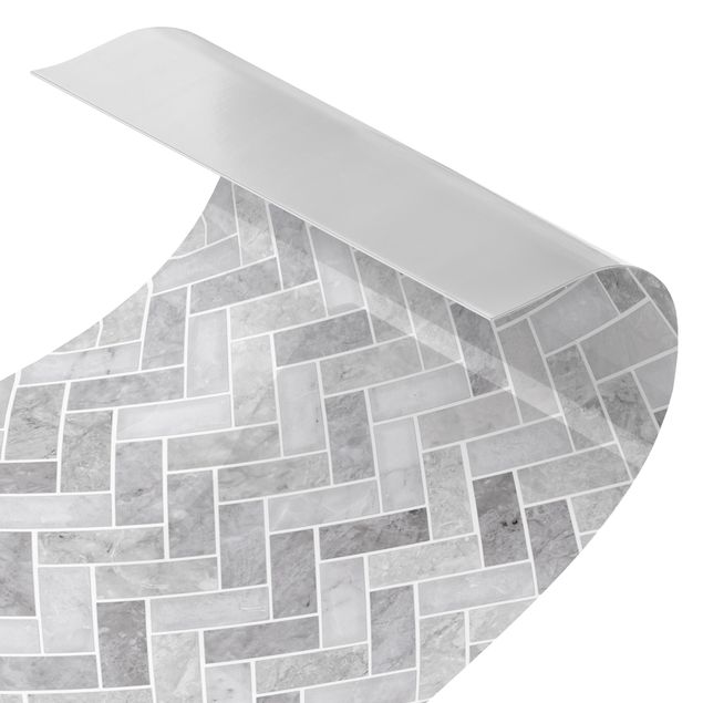 Shower wall cladding - Marble Fish Bone Tiles - Medium Grey