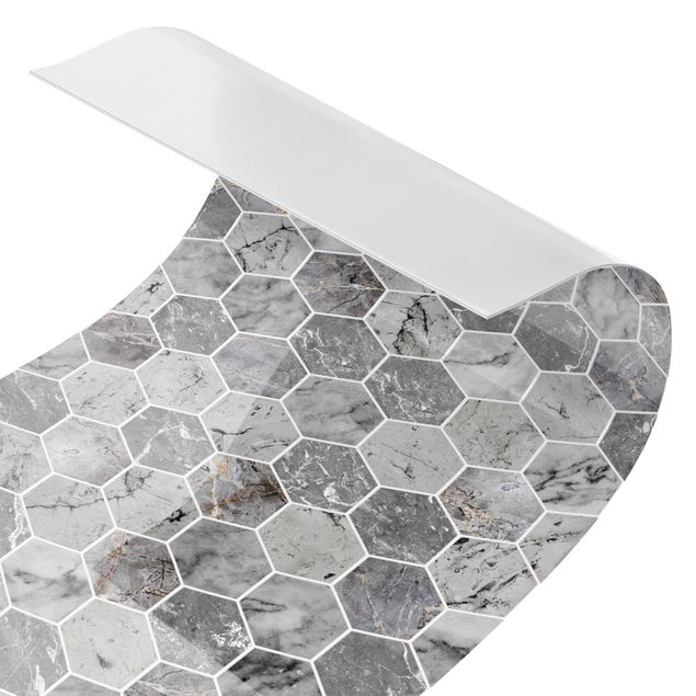 Kitchen splashbacks Marble Hexagon Tiles - Grey