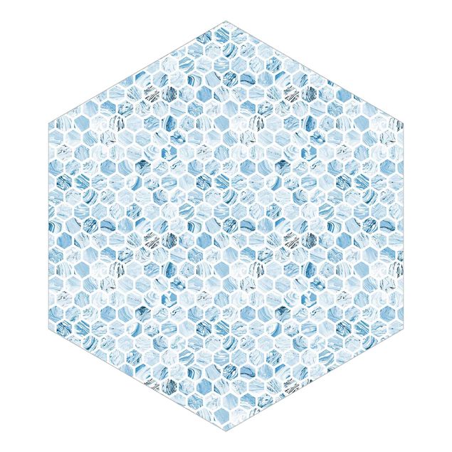 Wallpapers patterns Marble Hexagons Blue Shades