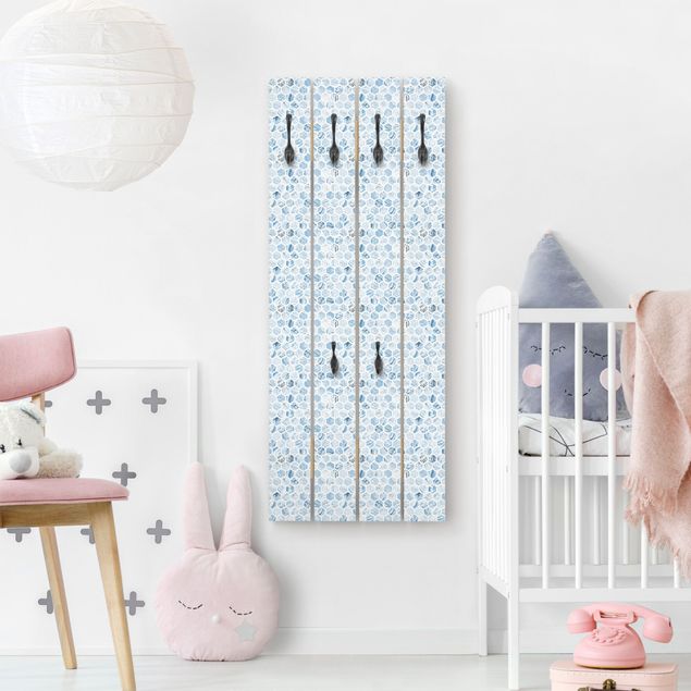 Coat rack patterns Marble Hexagons Blue Shades