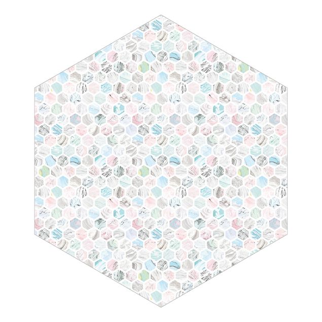 Wallpapers patterns Marble Hexagons Rose And Sea Blue