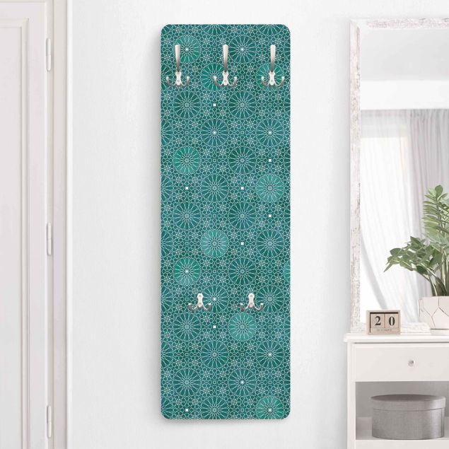 Wall mounted coat rack patterns Moroccan Flower Pattern