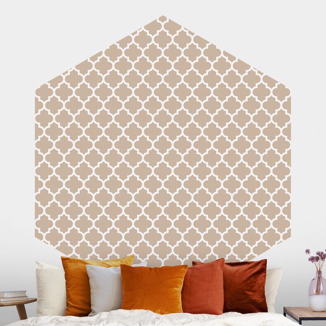 Geometric pattern wallpaper Moroccan Pattern With Ornaments In Front Of Beige
