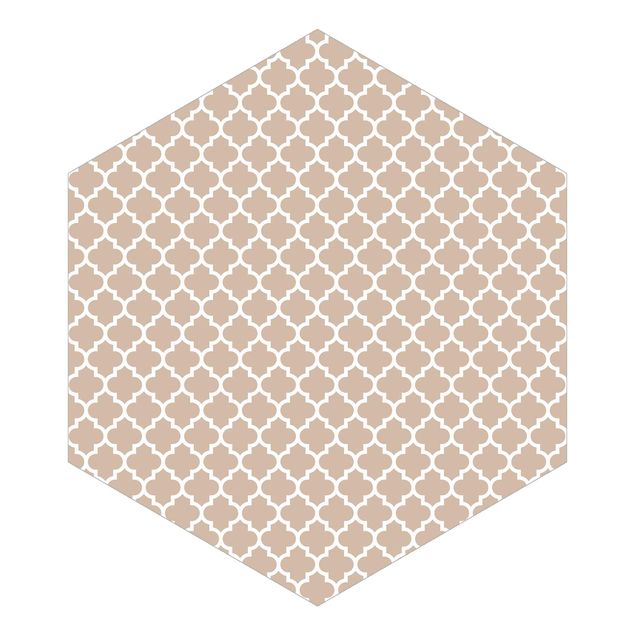 Self-adhesive hexagonal wall mural Moroccan Pattern With Ornaments In Front Of Beige
