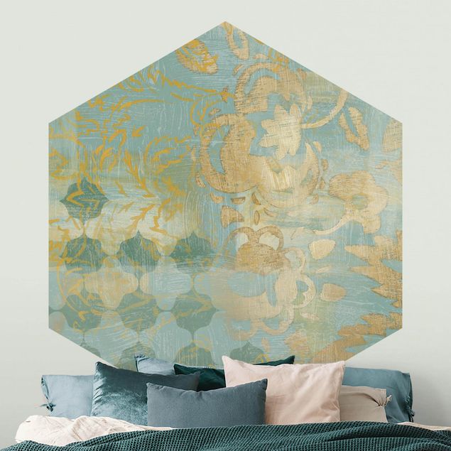 Wallpapers ornaments Moroccan Collage In Gold And Turquoise II