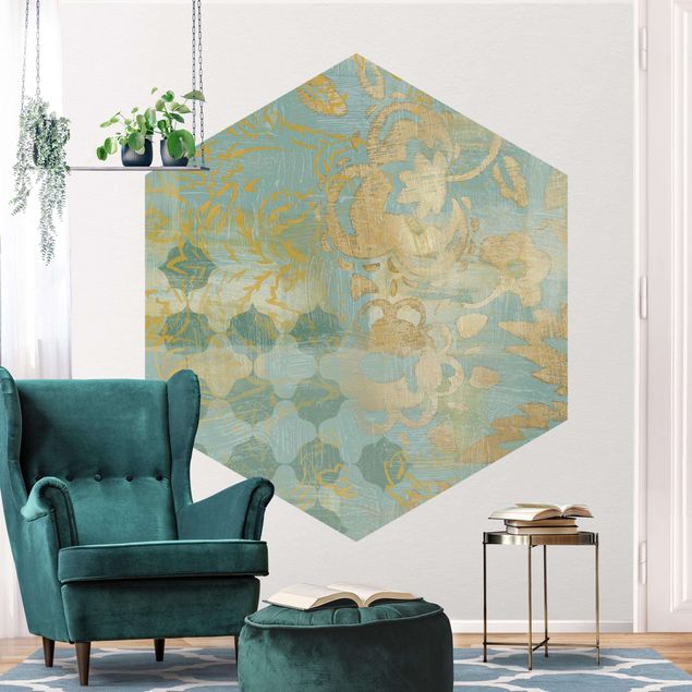 Gold wallpapers Moroccan Collage In Gold And Turquoise II