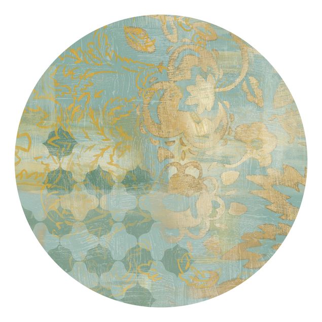 Contemporary wallpaper Moroccan Collage In Gold And Turquoise II