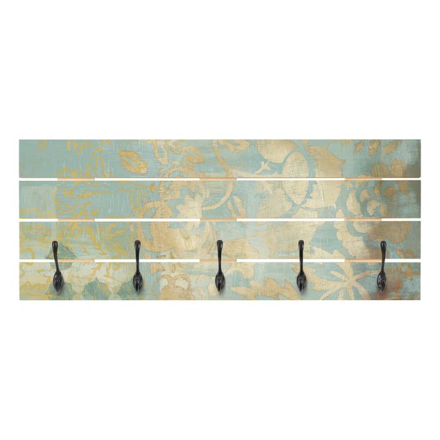 Wall coat hanger Moroccan Collage In Gold And Turquoise II